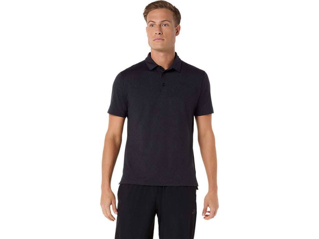 REFINED TEXTURE SHORT SLEEVE POLO-SHIRT - Performance Black Heather